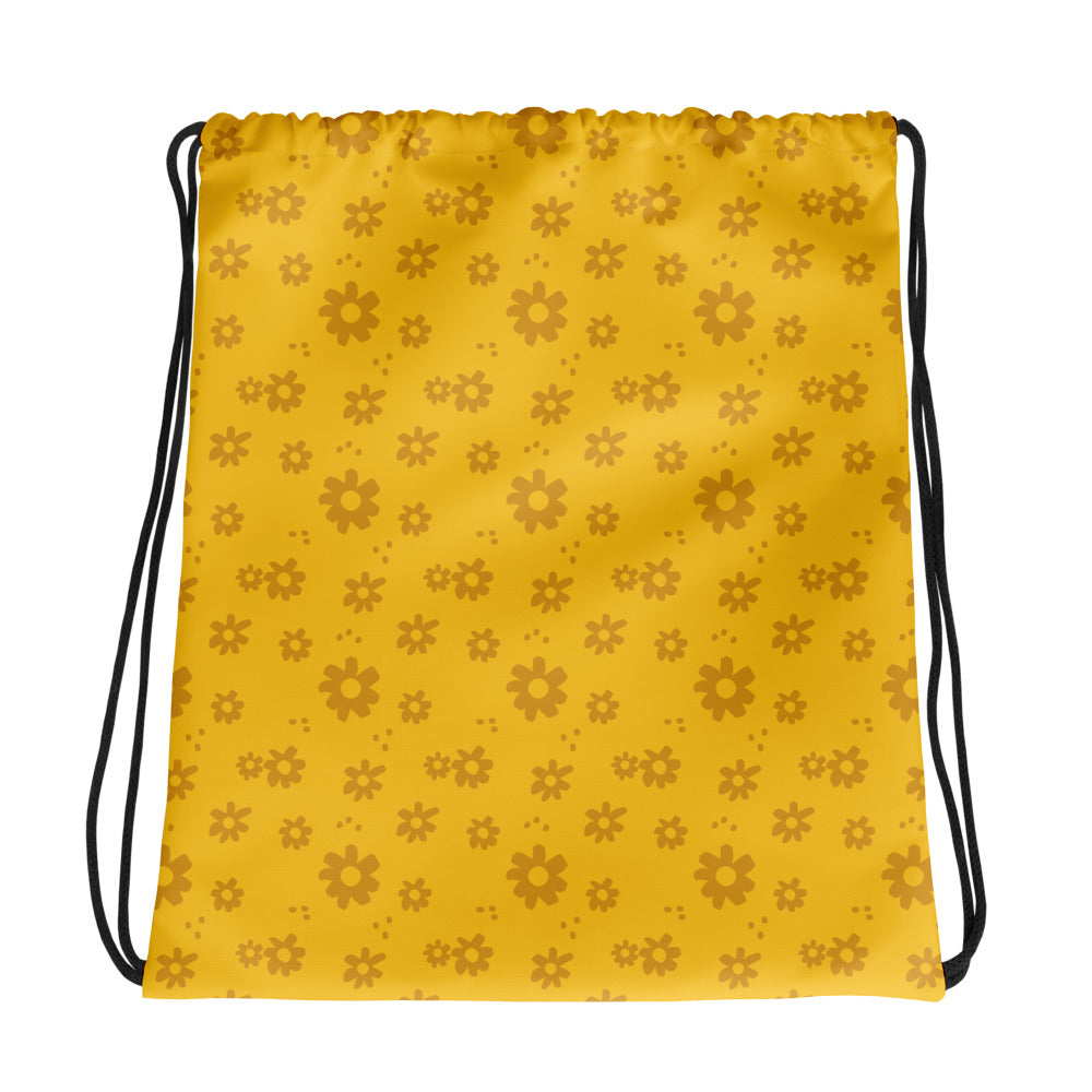 Golden Blossom Drawstring Bag