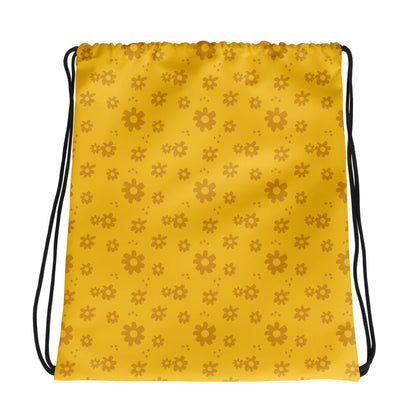 Golden Blossom Drawstring Bag