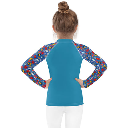 Kids Rash Guard - Wave Warrior, Blue