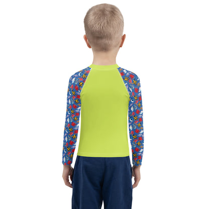 Kids Rash Guard - Wave Warrior, Lime Green