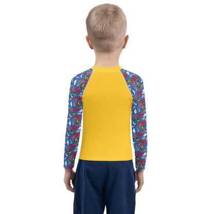 Kids Rash Guard - Wave Warrior, Yellow