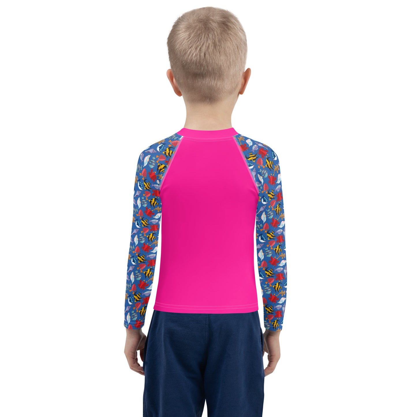 Kids Rash Guard - Wave Warrior, Deep Pink