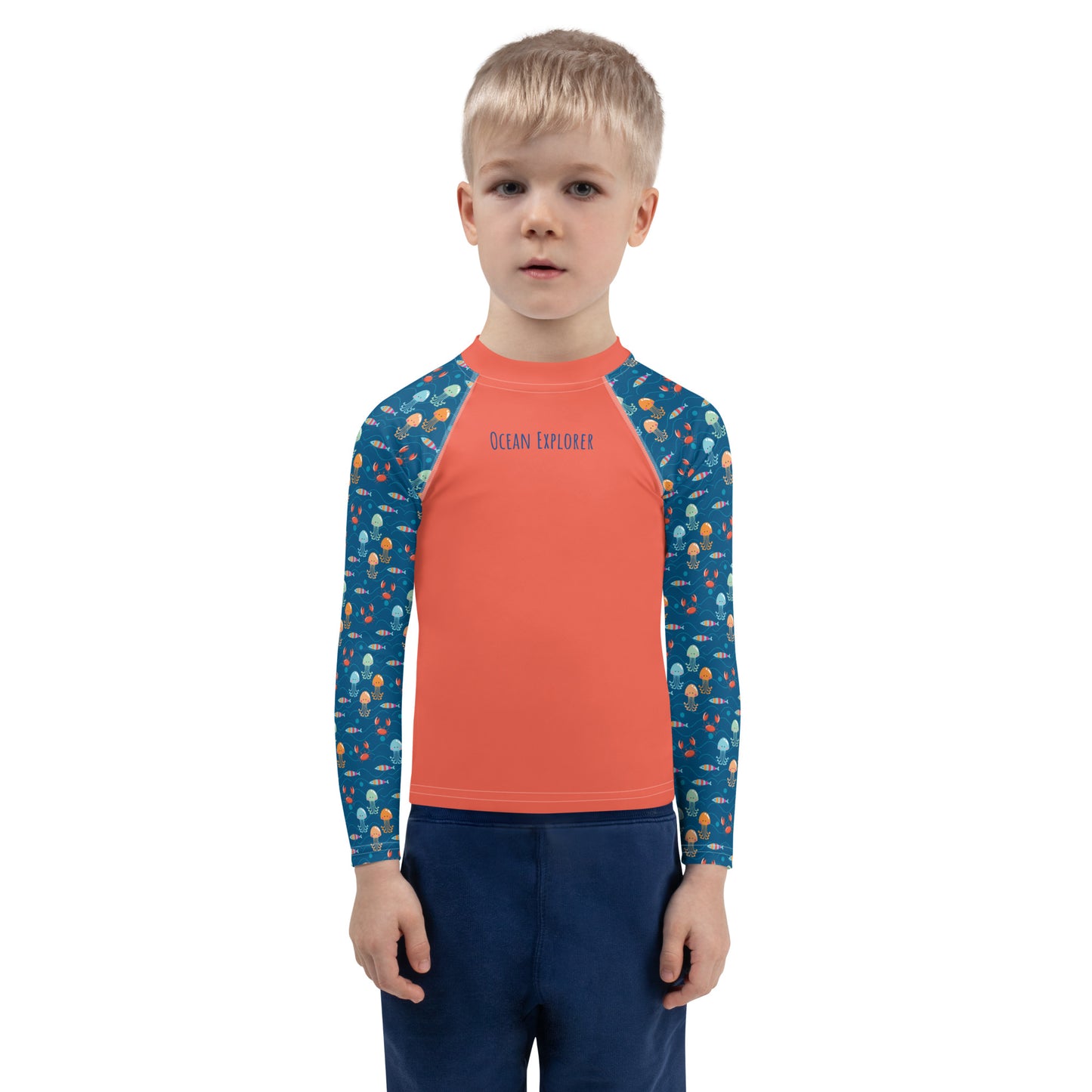 Kids Rash Guard - Ocean Explorer, Red