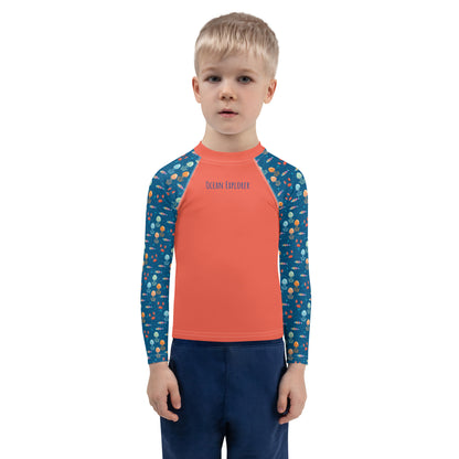 Kids Rash Guard - Ocean Explorer, Red