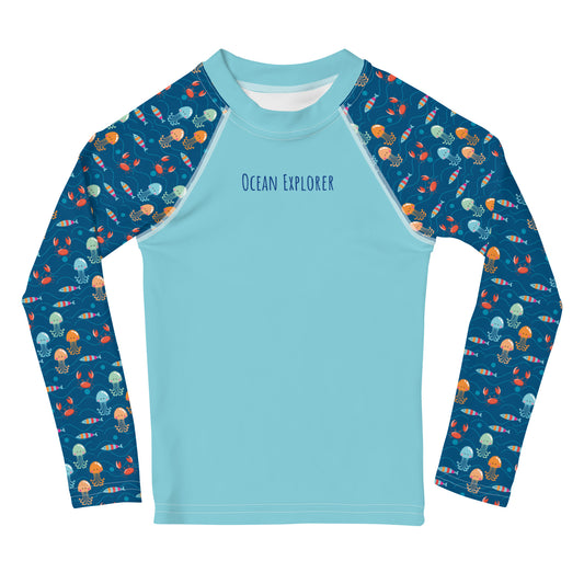 Kids Rash Guard - Ocean Explorer, Blue
