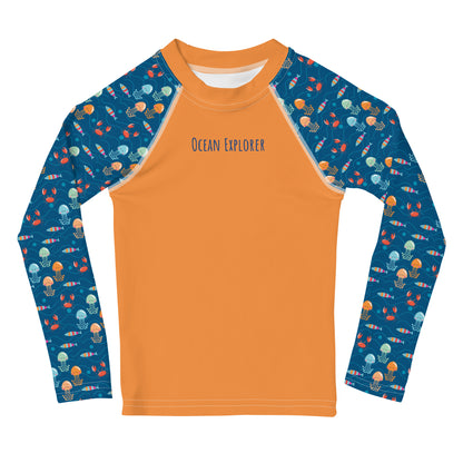 Kids Rash Guard - Ocean Explorer, Orange