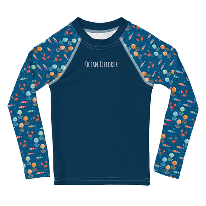 Kids Rash Guard - Ocean Explorer, Dark Blue