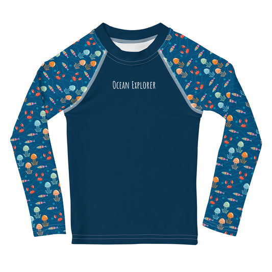 Kids Rash Guard - Ocean Explorer, Dark Blue