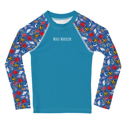 Kids Rash Guard - Wave Warrior, Blue