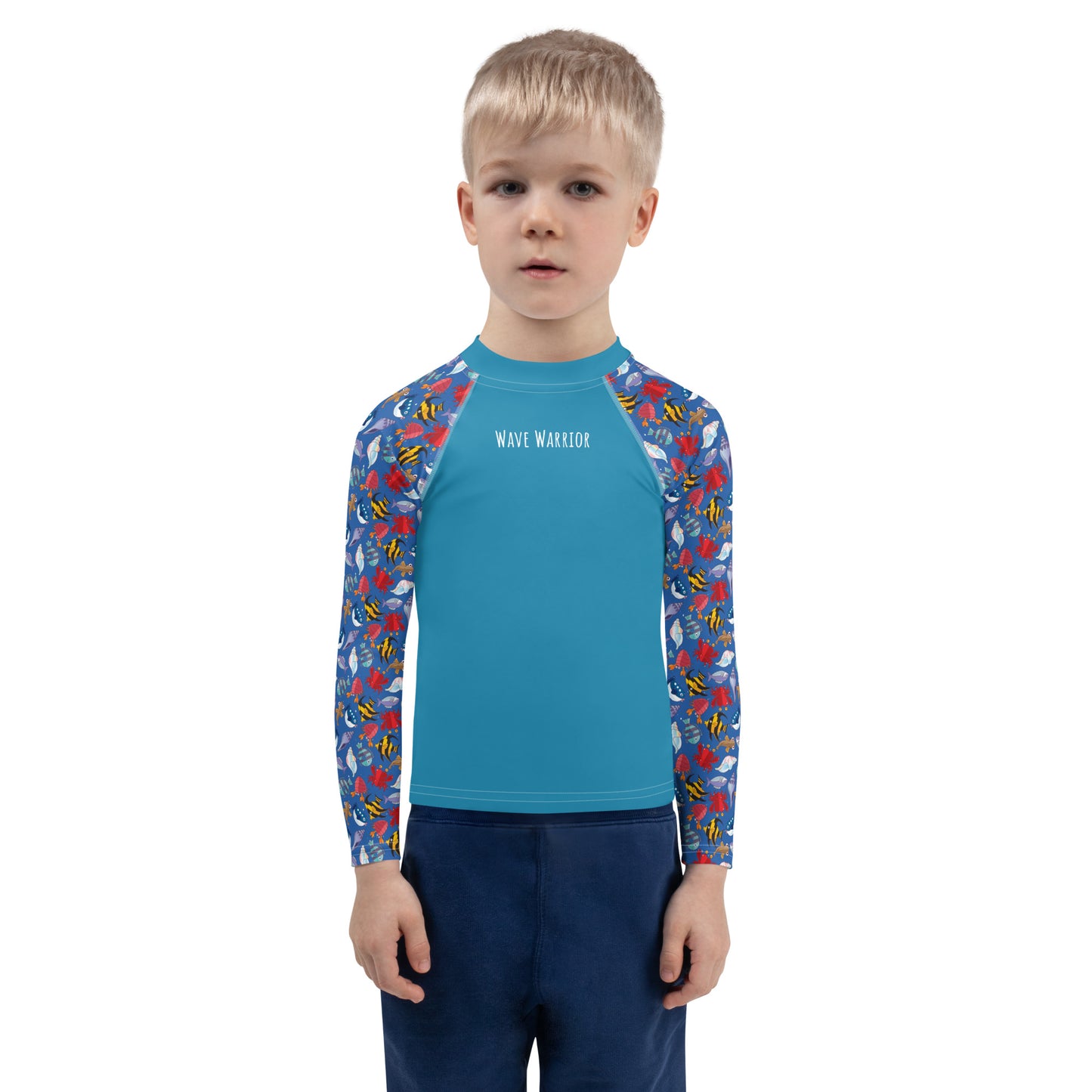 Kids Rash Guard - Wave Warrior, Blue