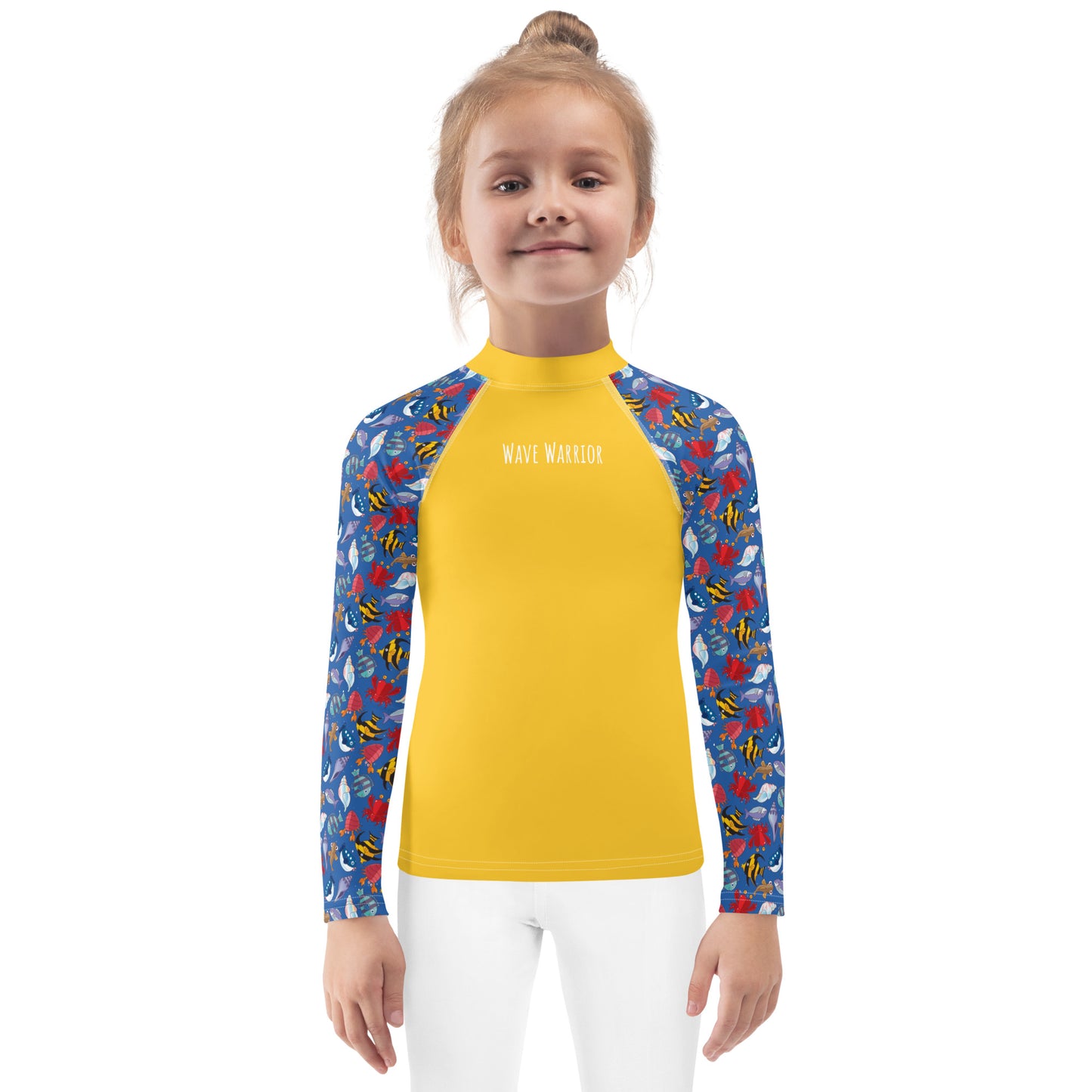 Kids Rash Guard - Wave Warrior, Yellow