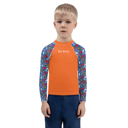 Kids Rash Guard - Wave Warrior, Orange
