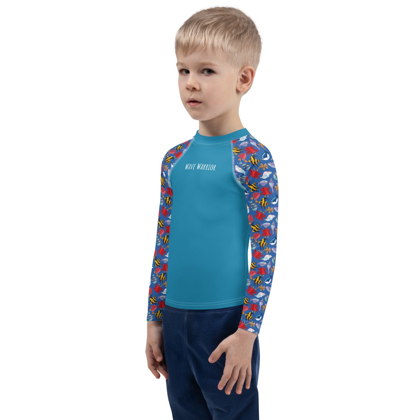 Kids Rash Guard - Wave Warrior, Blue