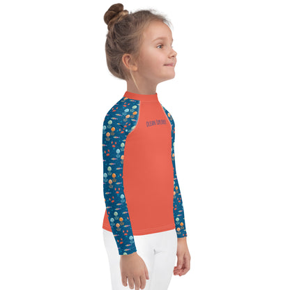 Kids Rash Guard - Ocean Explorer, Red