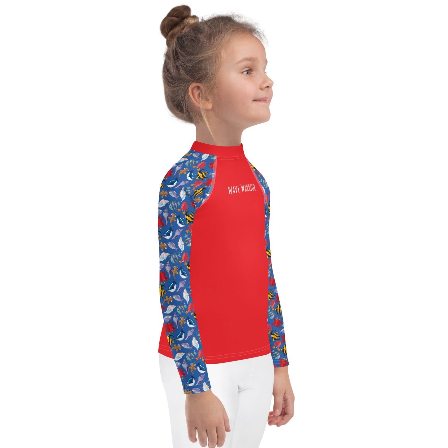 Kids Rash Guard- Wave Warrior, Red