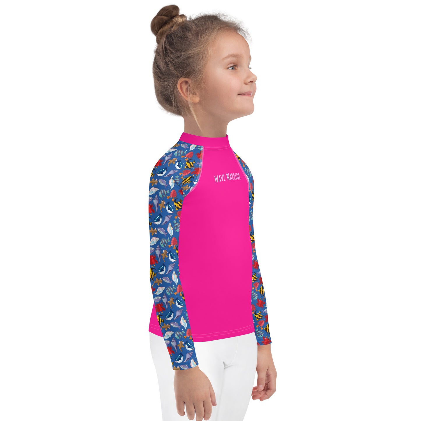 Kids Rash Guard - Wave Warrior, Deep Pink
