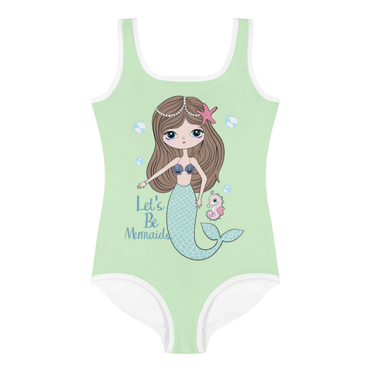 Kids Swimsuit - Let's be Mermaids, Mint Green