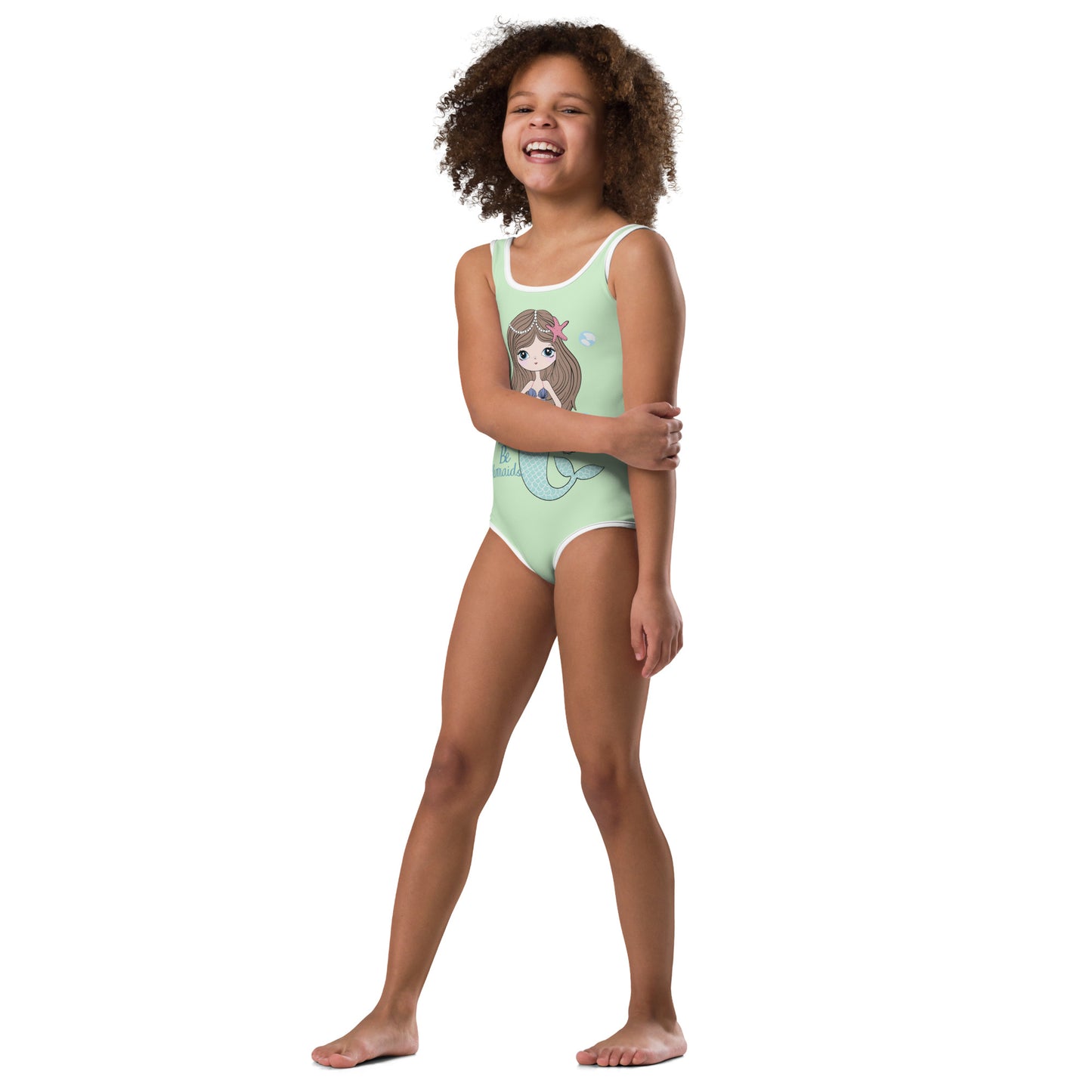 Kids Swimsuit - Let's be Mermaids, Mint Green