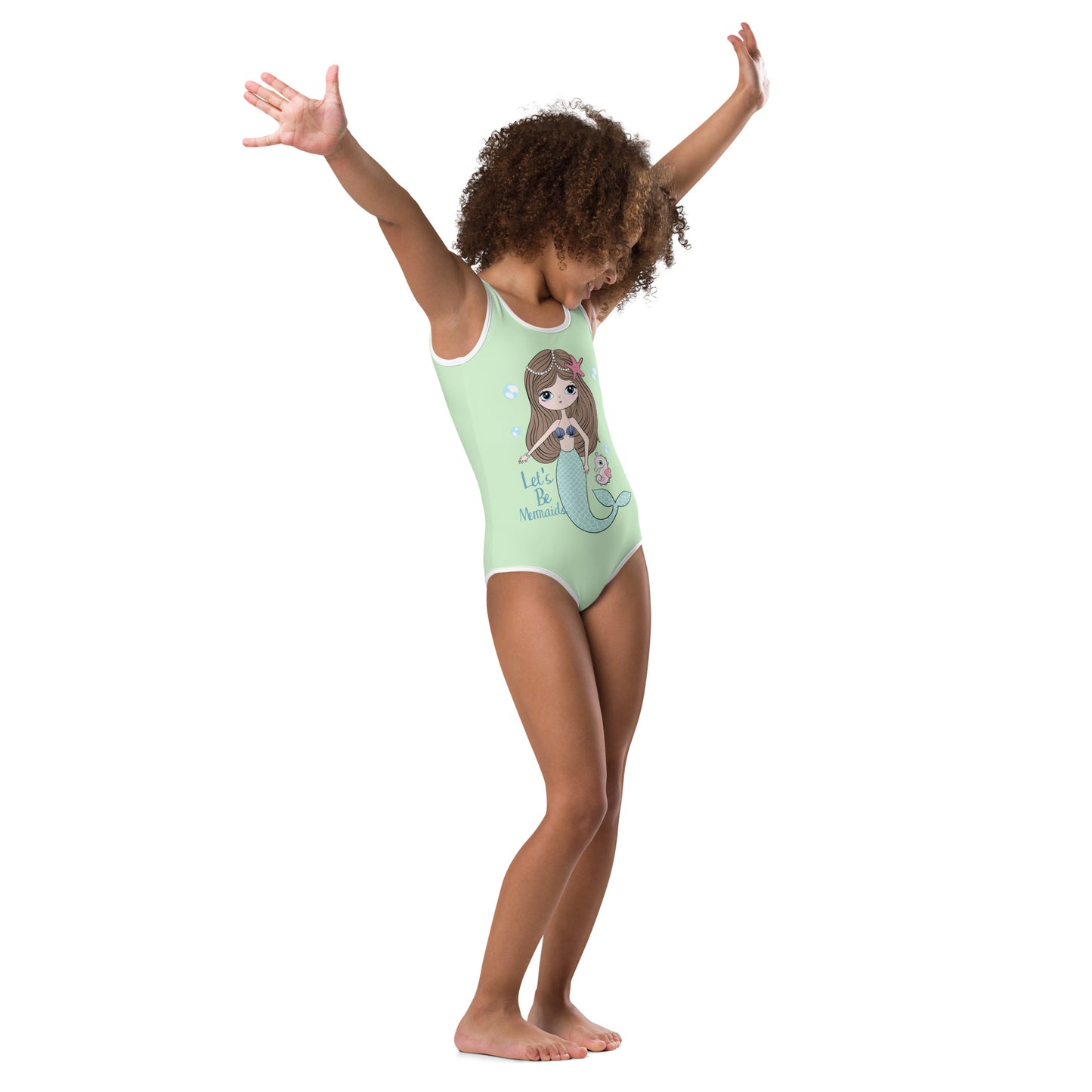 Kids Swimsuit - Let's be Mermaids, Mint Green