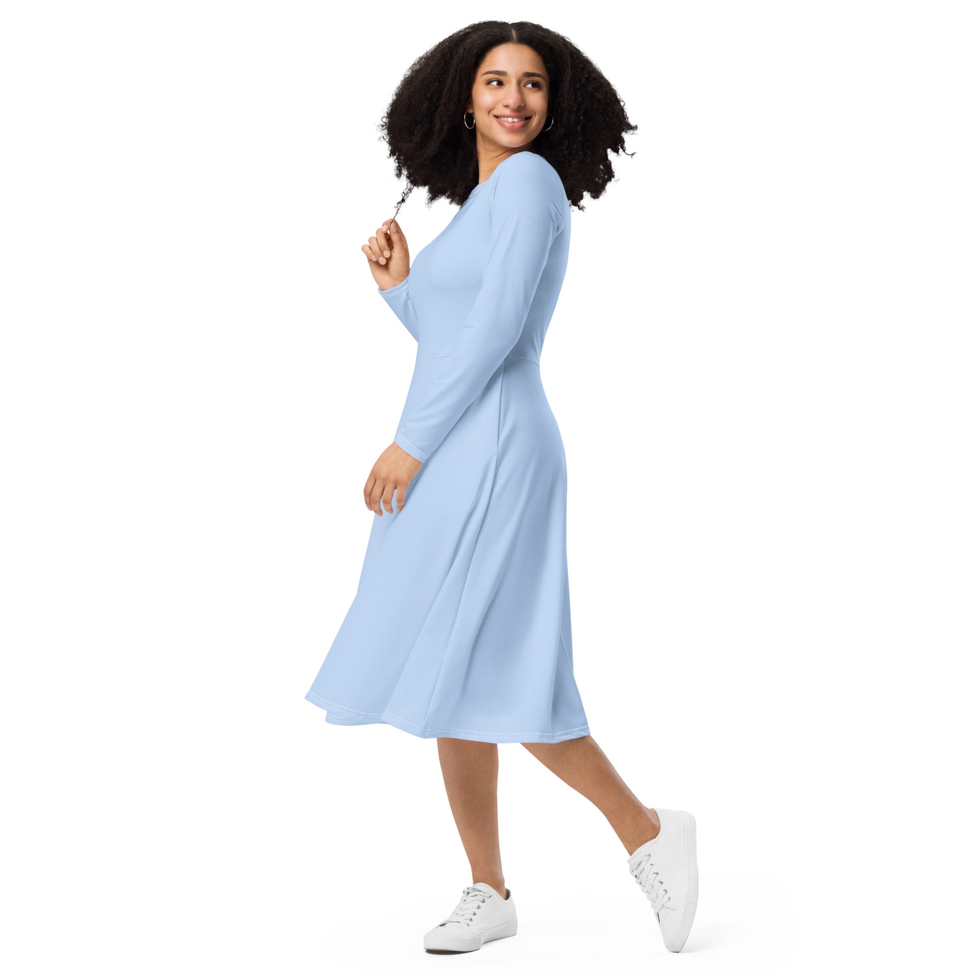 Long Sleeve Midi Dress - Baby Blue Hamilton Coates Long Sleeve Midi Dress - Baby Blue Hamilton Coates