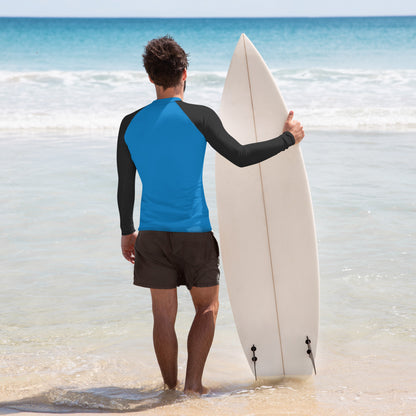 Men's Rash Guard - Royal Blue with Black Sleeves