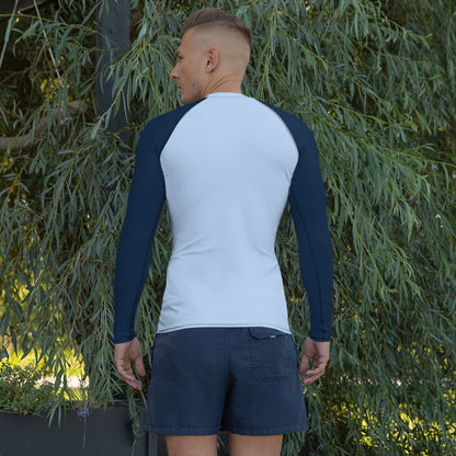 Men's Rash Guard - Hawkes Blue with Navy Blue Sleeves