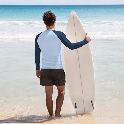 Men's Rash Guard - Hawkes Blue with Navy Blue Sleeves