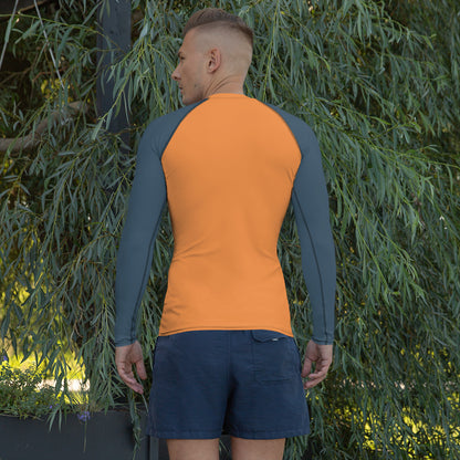 Men's Rash Guard - Sea Buckthorn with Grey Sleeves