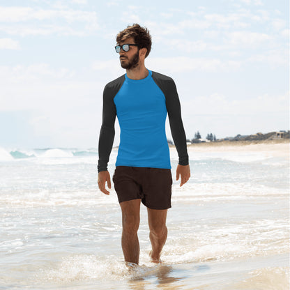 Men's Rash Guard - Royal Blue with Black Sleeves