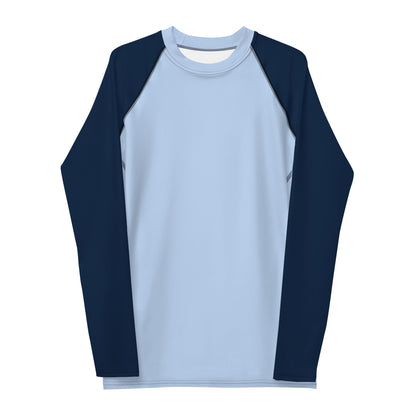 Men's Rash Guard - Hawkes Blue with Navy Blue Sleeves