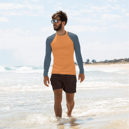 Men's Rash Guard - Sea Buckthorn with Grey Sleeves