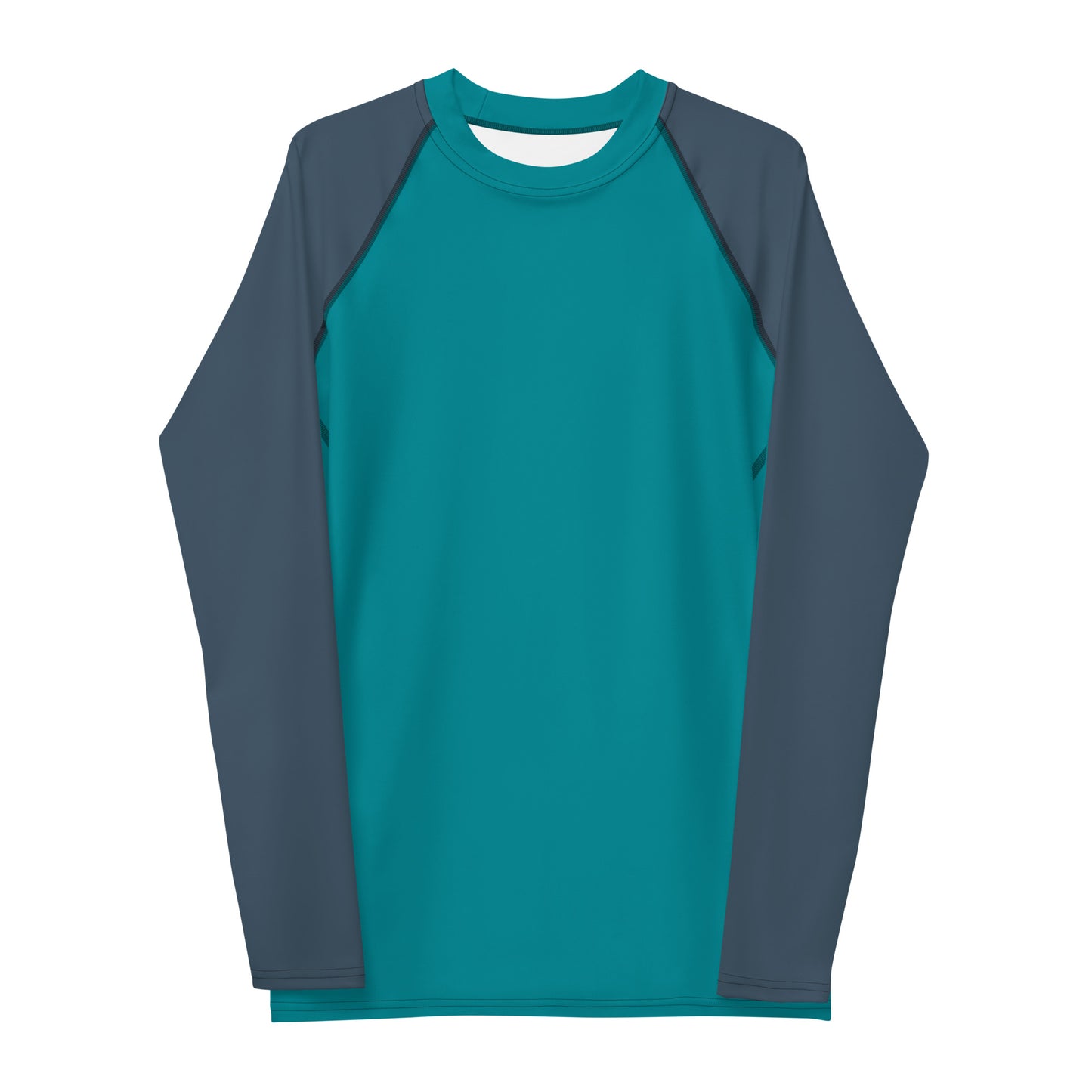 Rashguard für Herren – Ozeanblau mit grauen Ärmeln