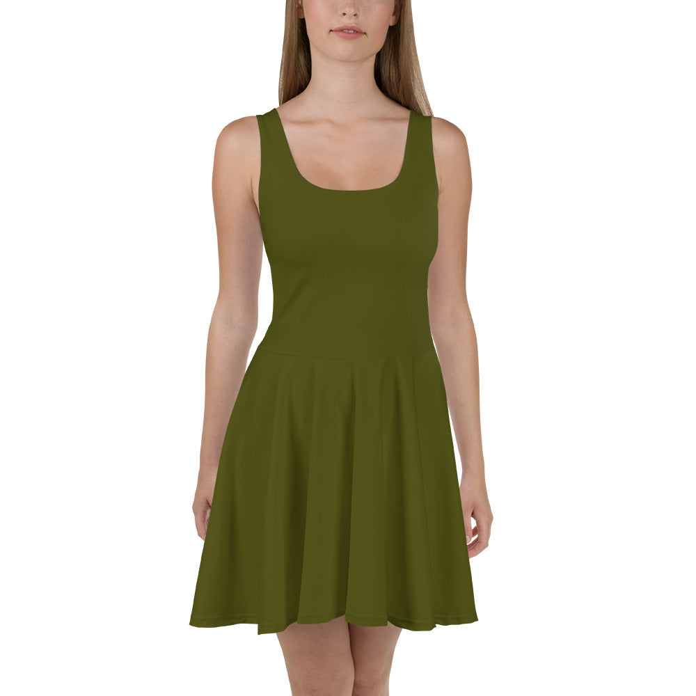 Sleeveless Skater Dress - Olive Green Hamilton Coates Sleeveless Skater Dress - Olive Green Hamilton Coates