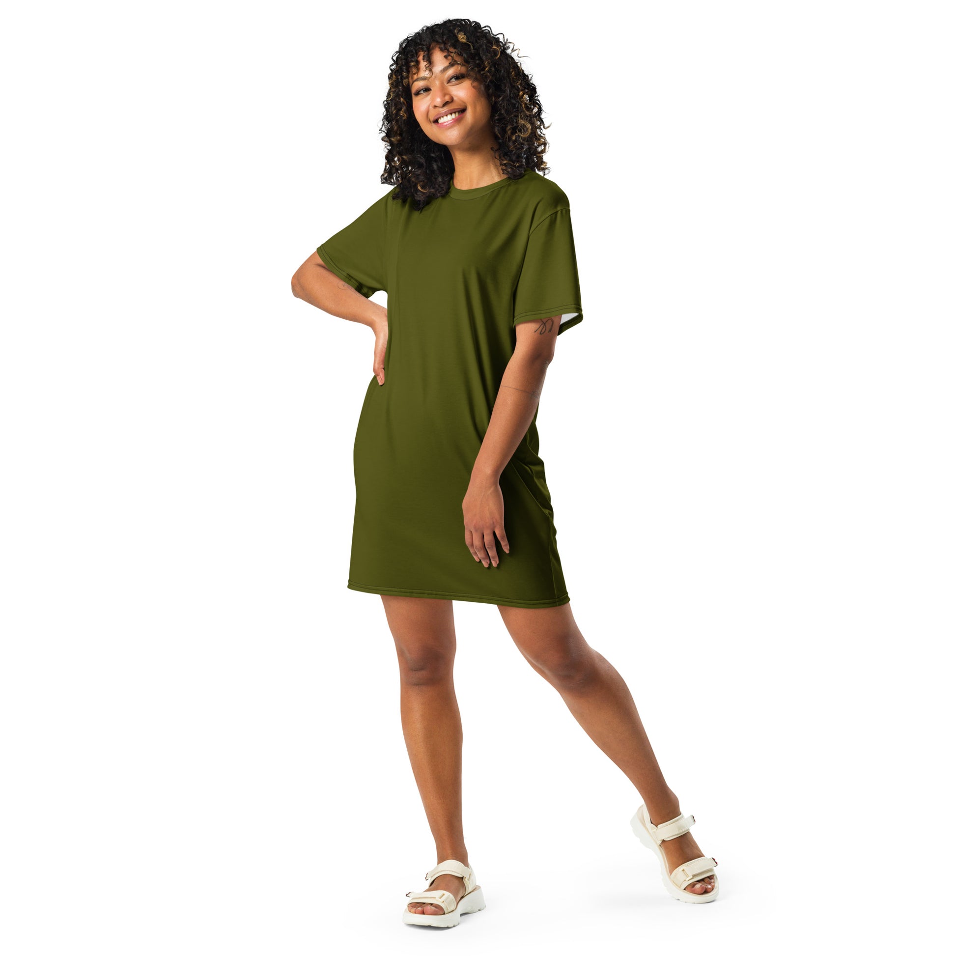 All-Day Comfort T-shirt Dress - Olive Green Hamilton Coates All-Day Comfort T-shirt Dress - Olive Green Hamilton Coates