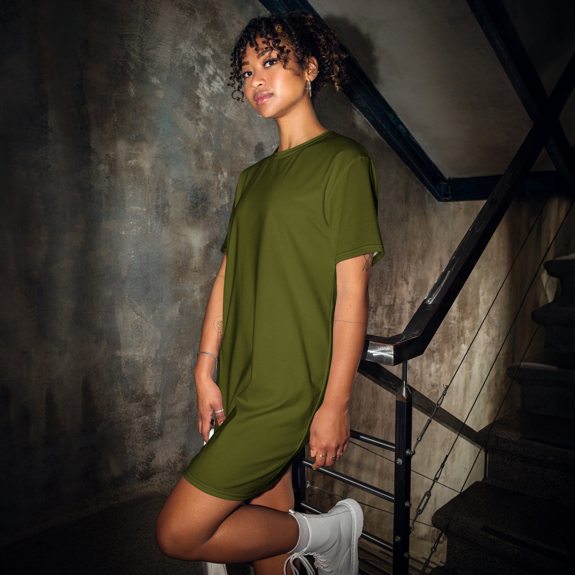 All-Day Comfort T-shirt Dress - Olive Green Hamilton Coates All-Day Comfort T-shirt Dress - Olive Green Hamilton Coates