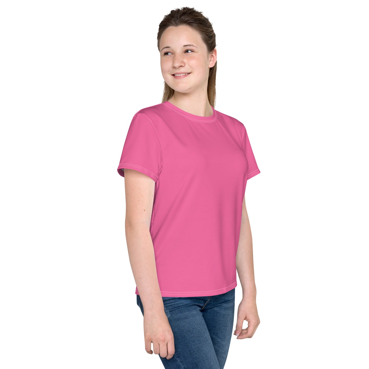 Youth crew neck t-shirt - Brilliant Rose