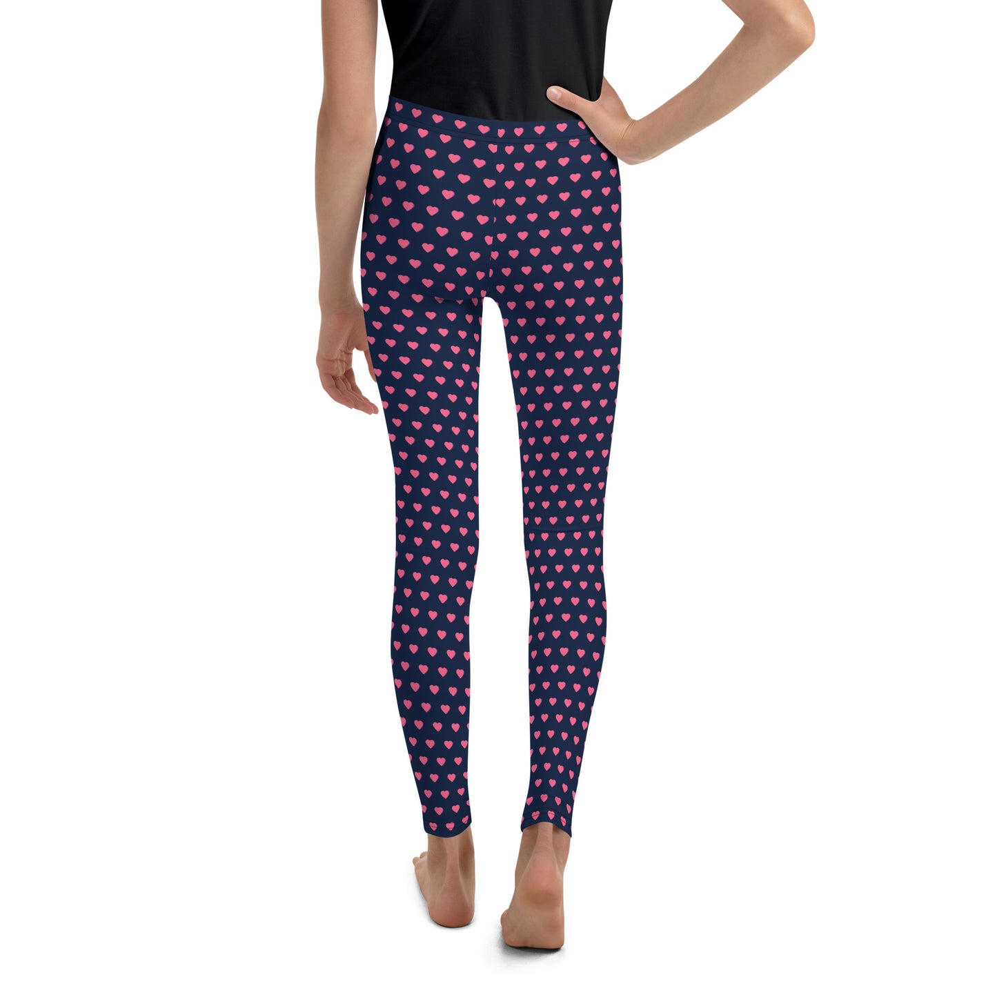 Youth Leggings - Pink Hearts