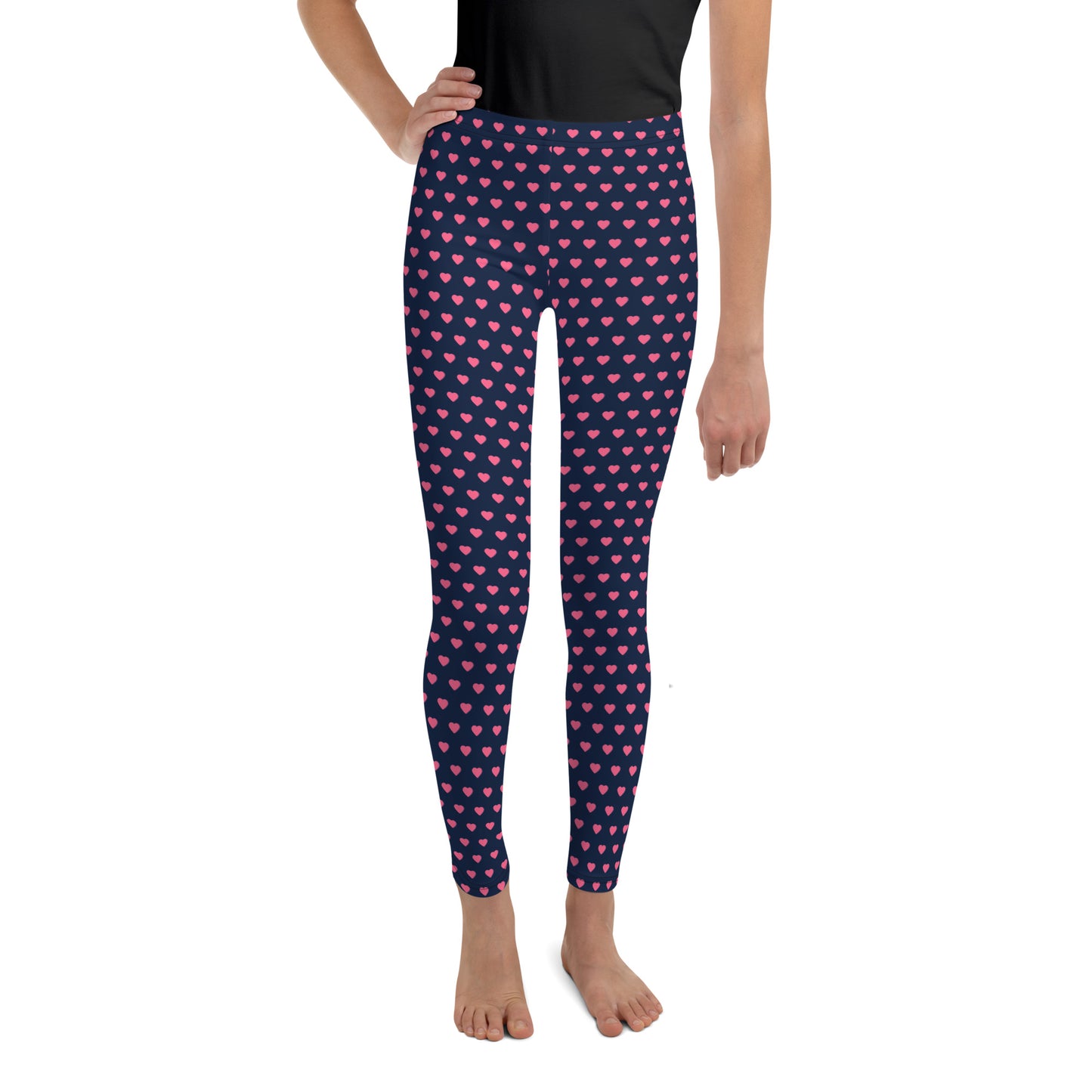 Youth Leggings - Pink Hearts