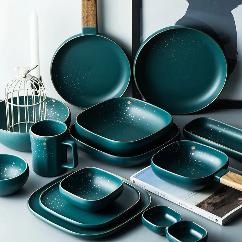 Nordic Green Ceramic Dinnerware Set