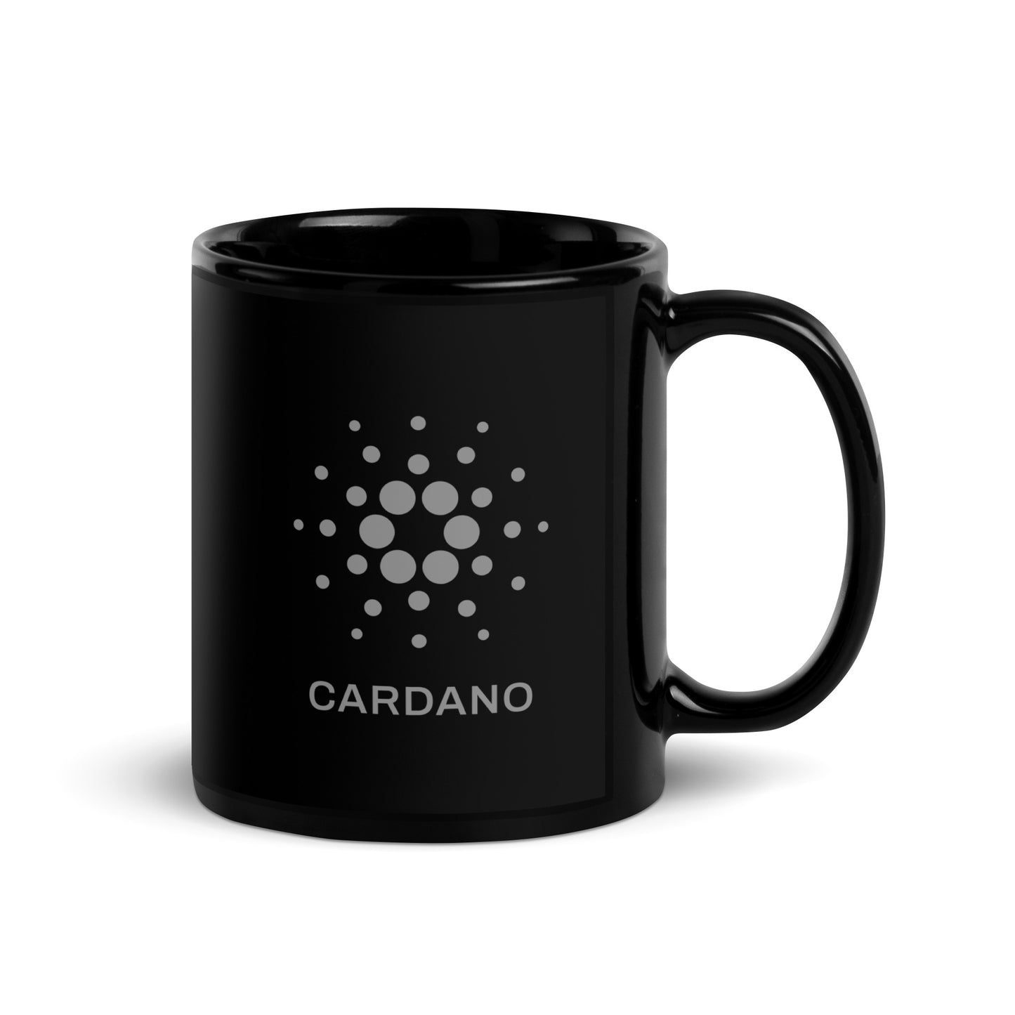 Black Glossy Mug - Grey Cardano Logo, Stacked