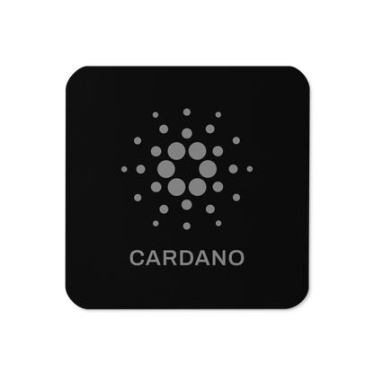 Black Cork-Back Coaster - Cardano Logo, Stacked
