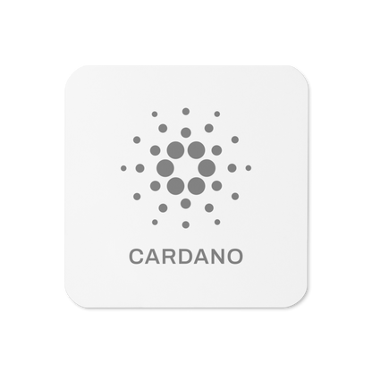 White Cork-Back Coaster - Cardano Logo, Stacked