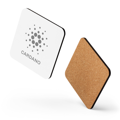 White Cork-Back Coaster - Cardano Logo, Stacked