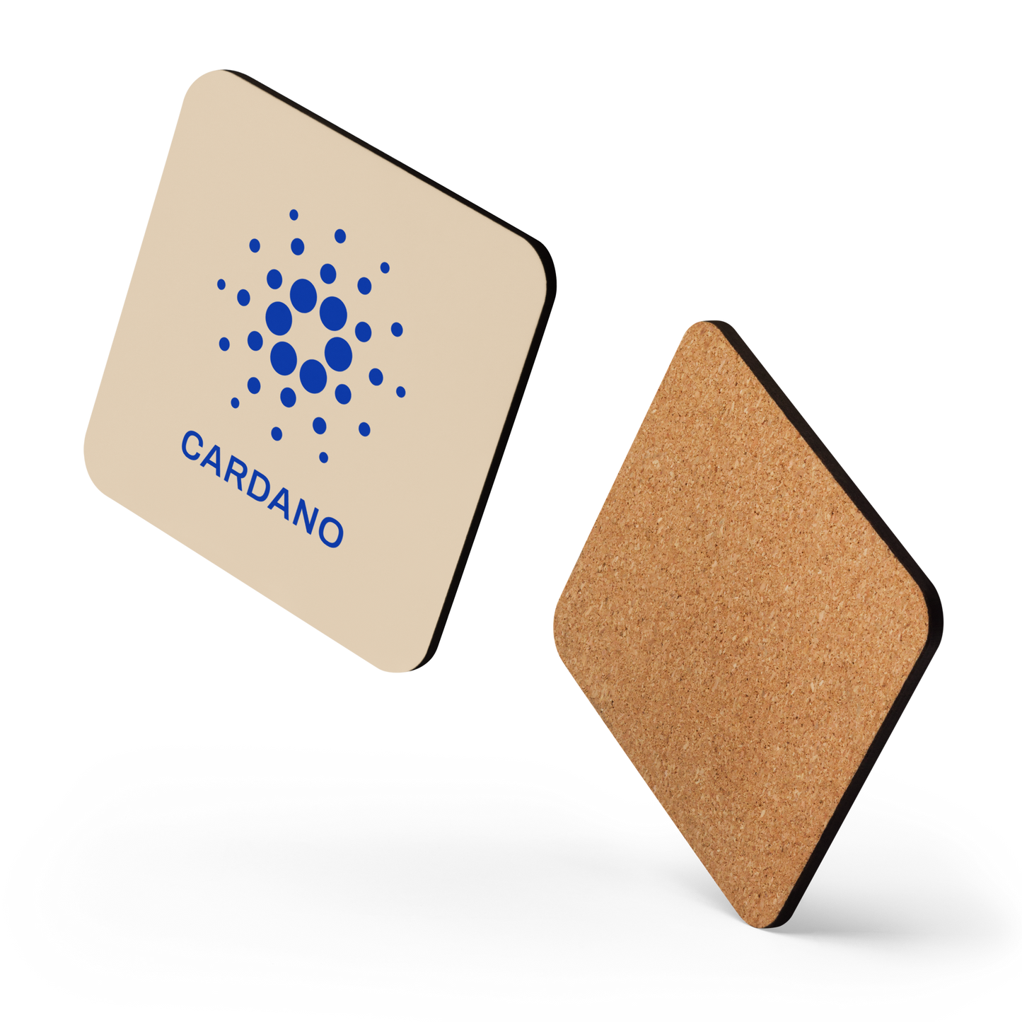 Champaigne Cork-Back Coaster - Cardano Logo, Stacked