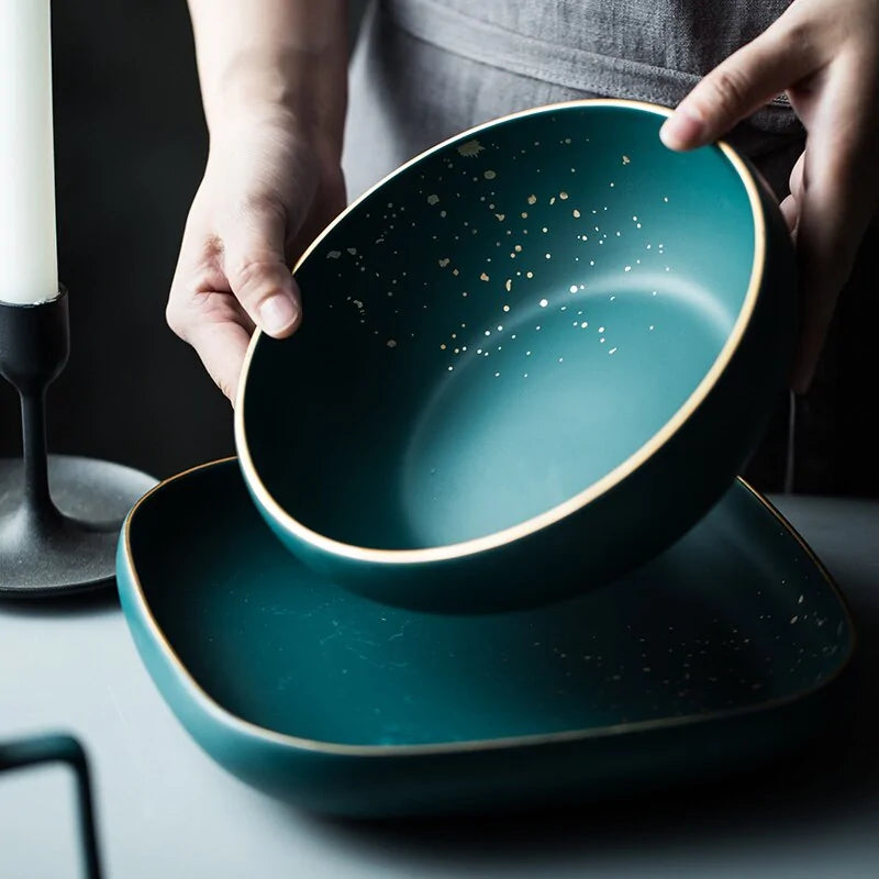 Nordic Green Ceramic Dinnerware Set
