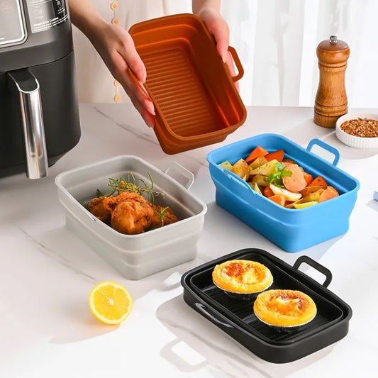 SmartFold collapsible Silicone Air Fryer Roasting Baking Pan