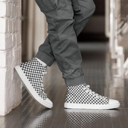 Men’s high top canvas shoes - Black & White Check