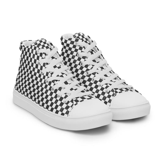 Men’s high top canvas shoes - Black & White Check