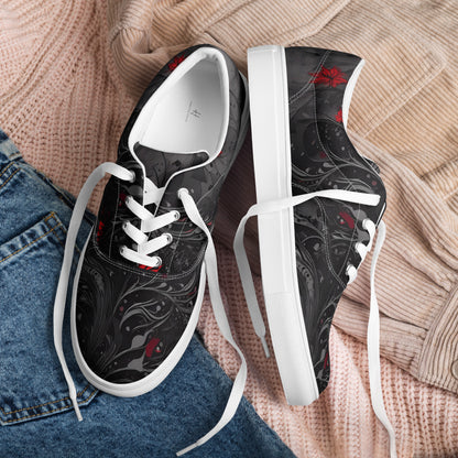 Men’s lace-up canvas shoes - Crimson Shadows