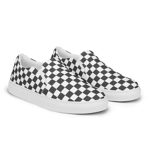 Men’s slip-on canvas shoes - Black & White Check
